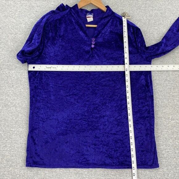 Vintage Granada Pajama Set Womens Medium Purple Crushed Velour Lounge Pants Top - Picture 11 of 16